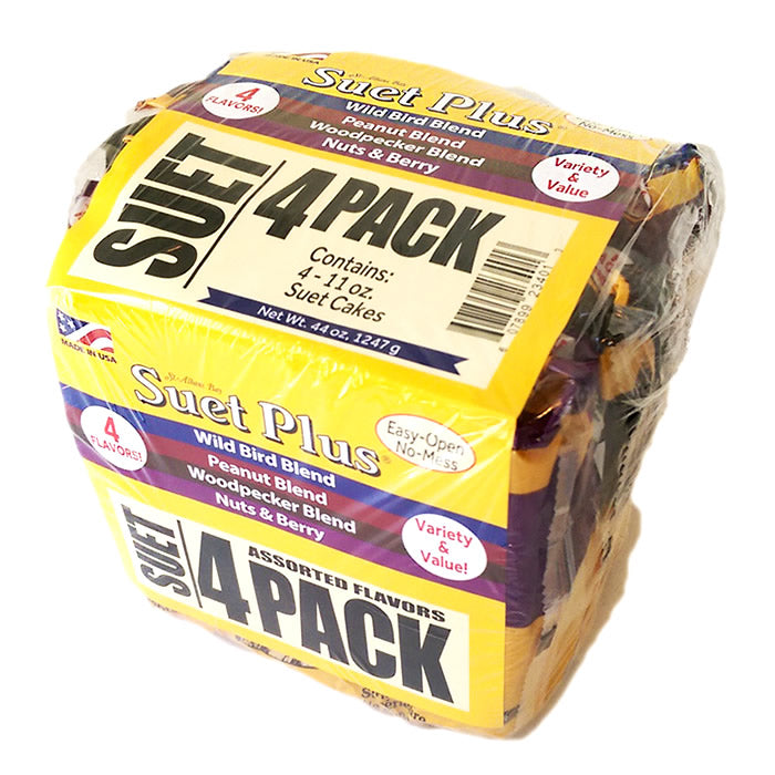 Suet Plus Suet Cakes Variety Pack - 4 High Energy Bird Feed Cakes for Wild Birds | Perfect for Backyard Bird Feeding in Winter & Cold Weather