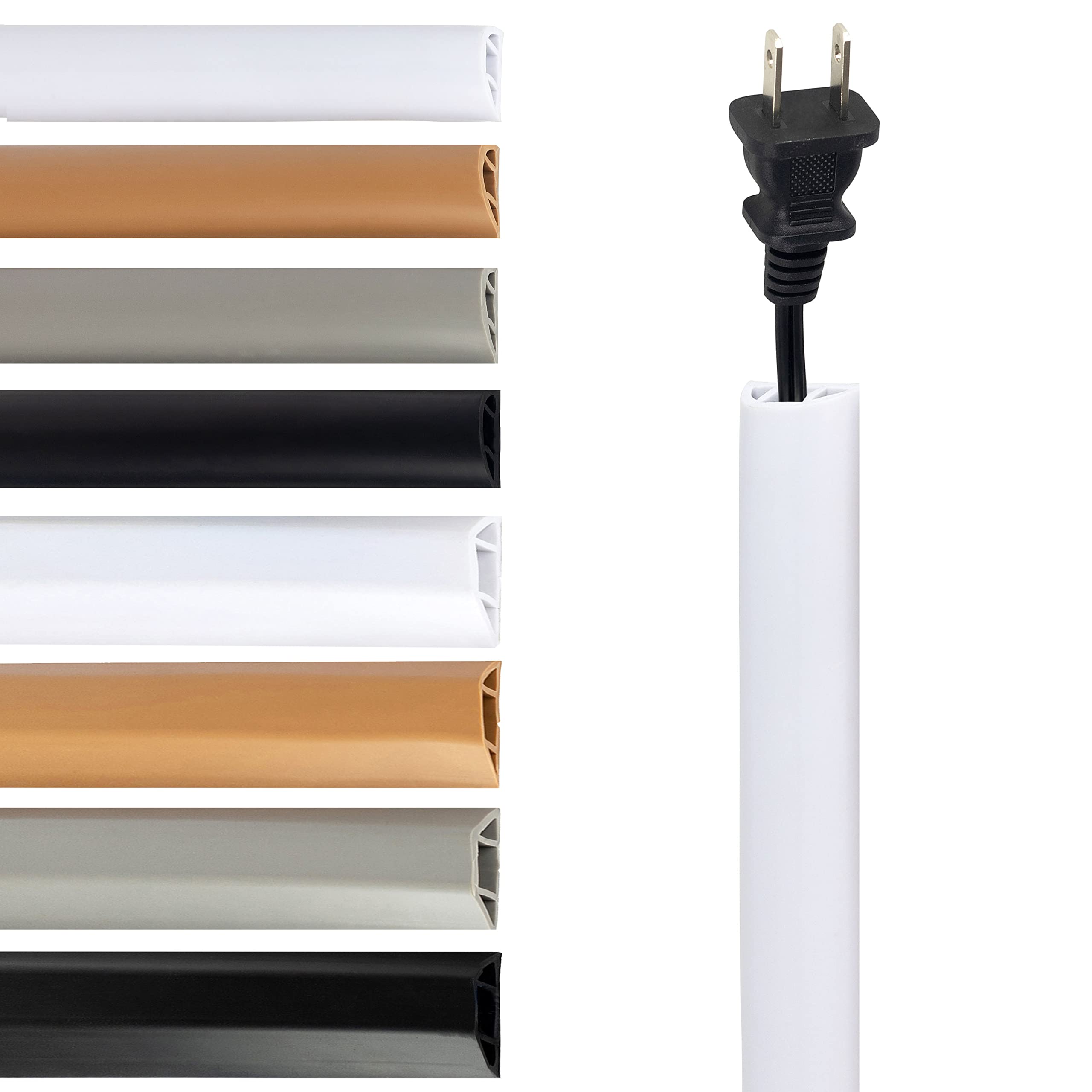 Self-Adhesive Rubber Bond TV Cord Cover - Strong Cable Protector & Hider for Wall - Low Profile Cable Management Raceway (4 Feet, White) - Perfect for Home Theater, Office & Living Room Wire Organization