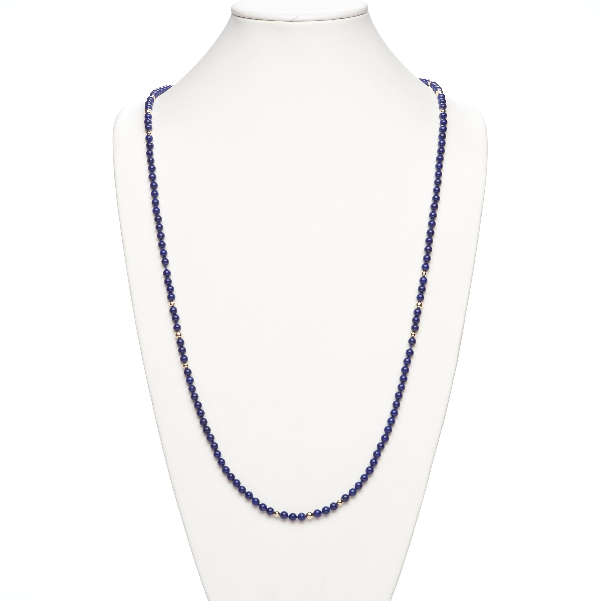 Lapis & Gold Rope Necklace for Women - Elegant 14K Gold Plated Beaded Choker with Lapis Lazuli Gemstone | Perfect for Weddings, Date Nights & Special Occasions