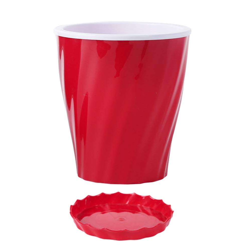 Academyus Wavy Design Flower Plant Pot - Self Watering Resin Tabletop Planter for Indoor Plants, Home & Office Decor (Red) | Perfect for Succulents, Herbs & Small Flowers