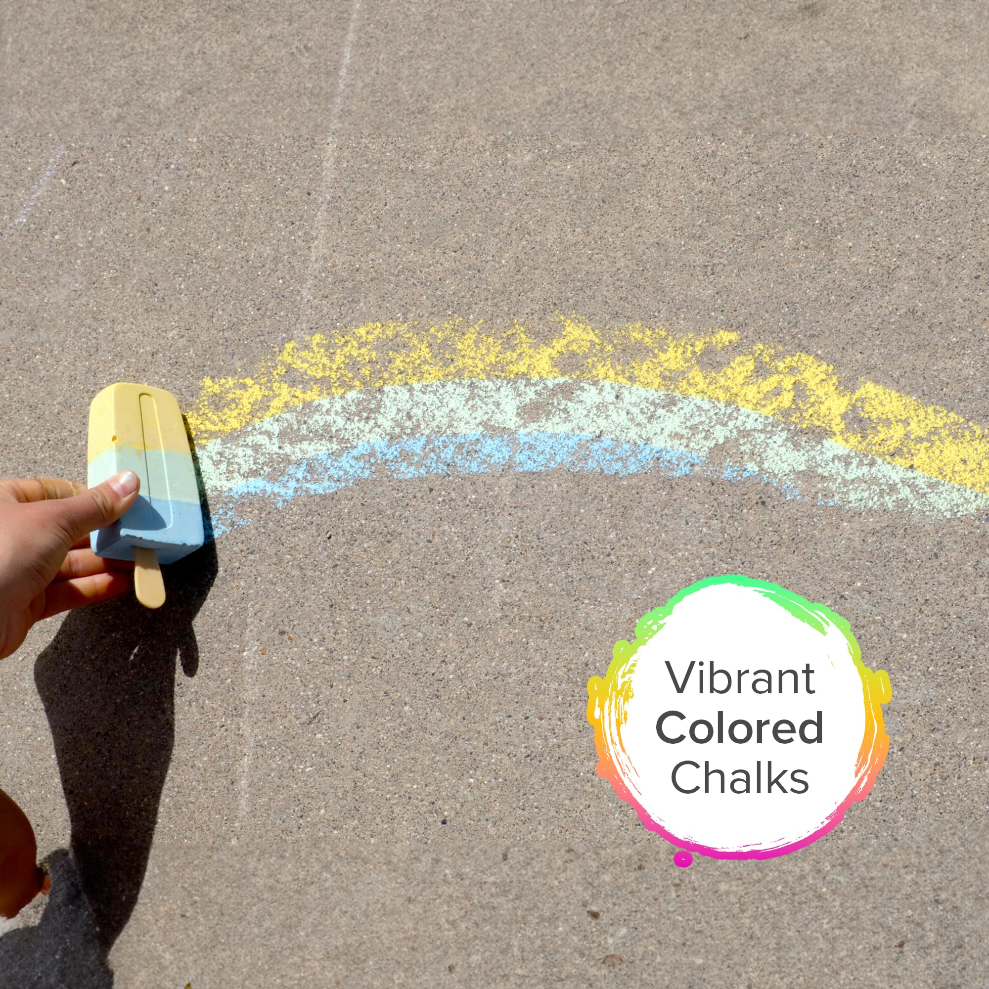 Kid Made Modern Popsicle Glitter Chalk Set - Non-Toxic Washable Sidewalk Chalk for Kids - 6 Pack Vibrant Colors for Outdoor Games, Art & Summer Activities