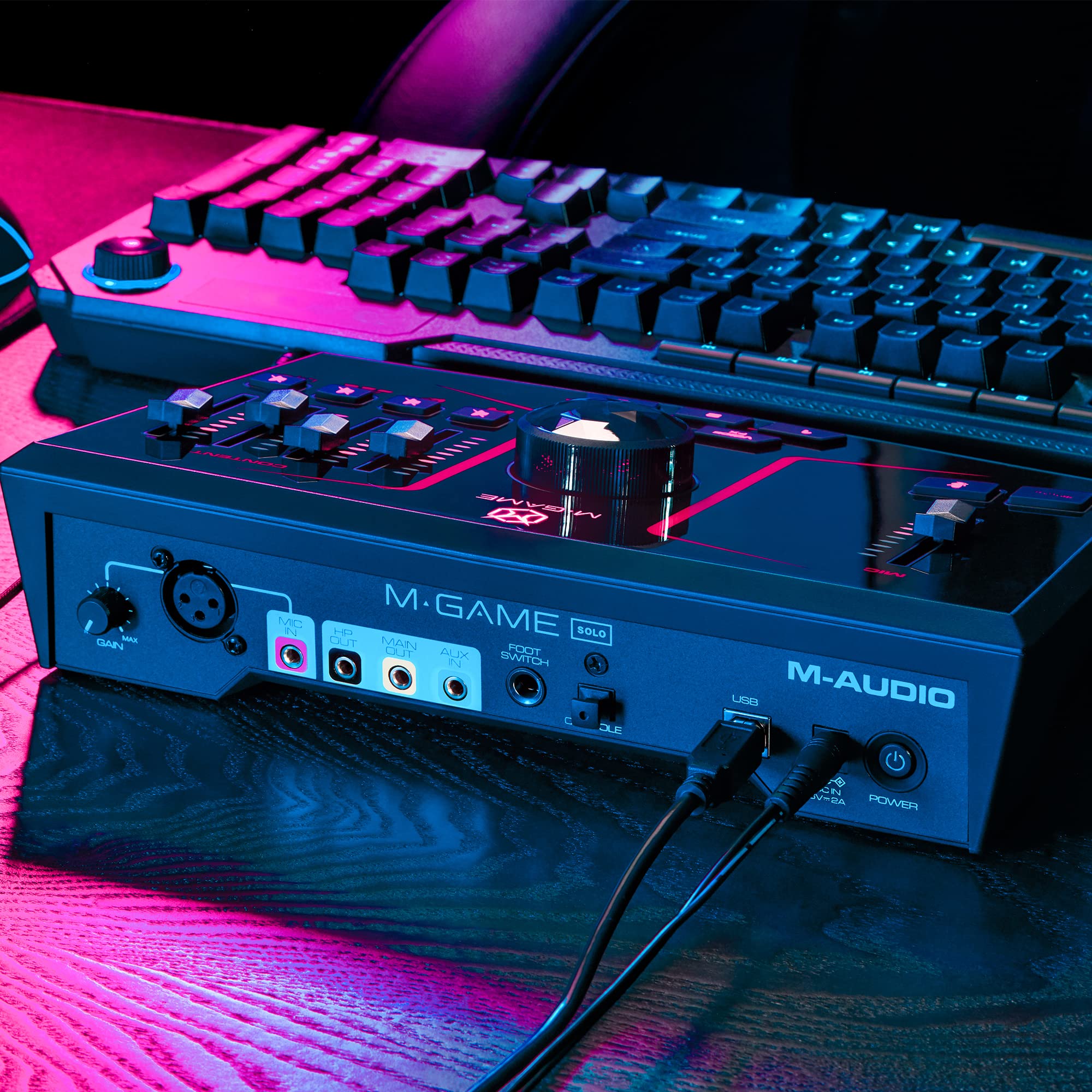 Solo USB Audio Interface Mixer for Streaming & Gaming - XLR Mic Input, Optical Input, Voice Effects, Sampler, LED Lights & Software - Perfect for Podcasting, Live Streaming & Music Production