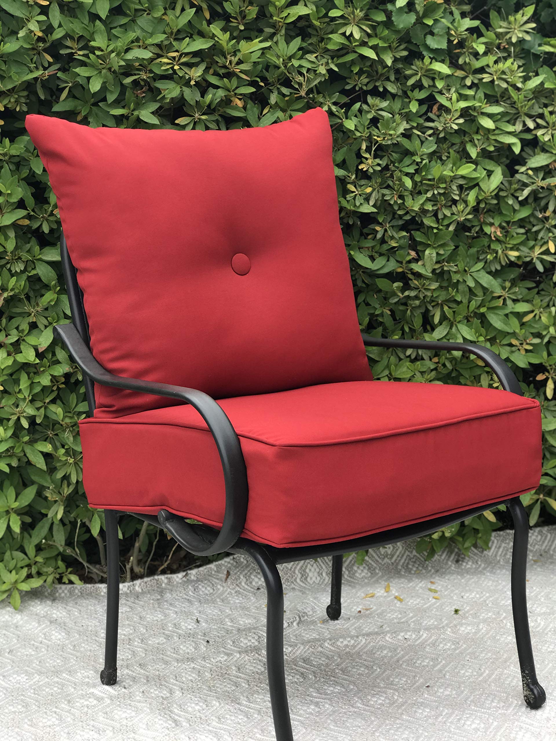 Sunbrella Outdoor/Indoor Patio Cushion Set - 22x22x6 Inch Seat & 23x23x7 Inch Back (2-Piece) in Durable Canvas Jockey Red - Perfect for Garden Furniture, Poolside Loungers & Porch Seating