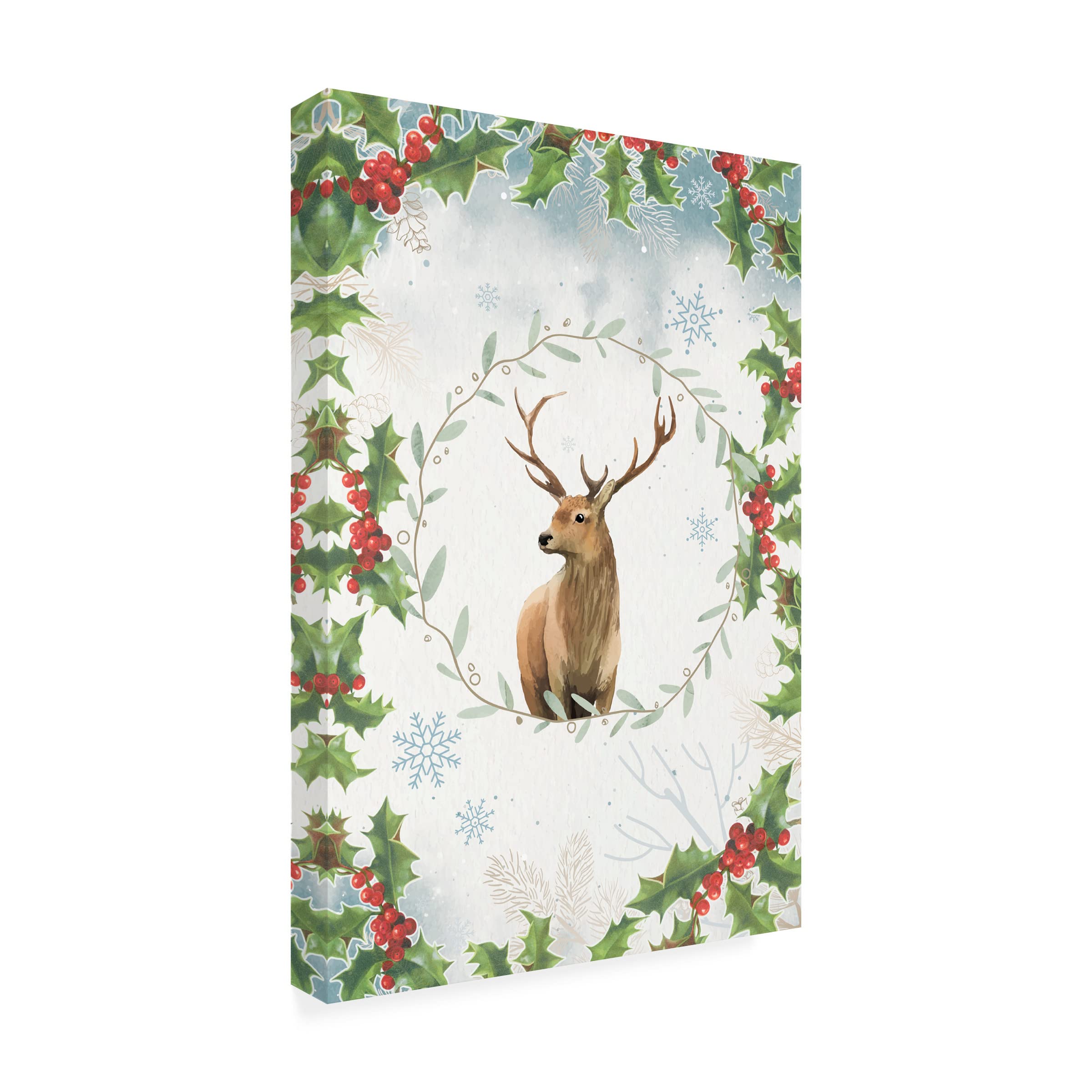 Trademark Fine Art 'Holly The Reindeer' Canvas Wall Art Print by The Font Diva - Festive Christmas Home Decor for Living Room, Bedroom & Office
