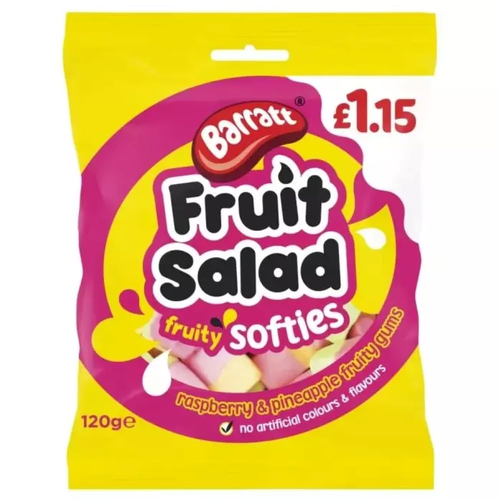 Barratt Fruit Salad Softies Candy - 2 Pack (120g) - Chewy Fruity Sweets for Kids, Parties & Snacks