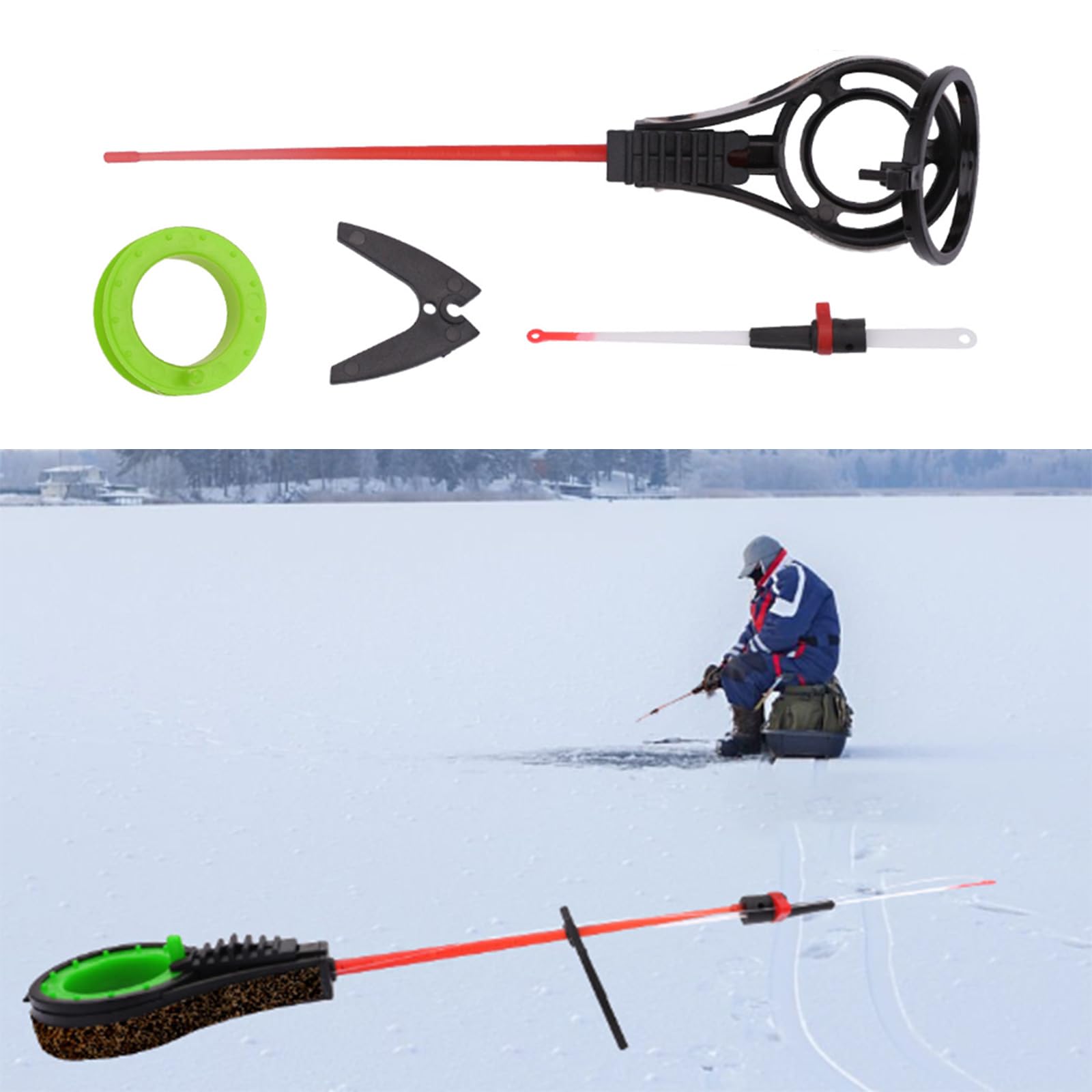 **Portable Ice Fishing Rod with Top Tip Spinner - Lightweight Winter Ice Fishing Pole for Sea & Lake Fishing - Perfect for Ice Anglers & Winter Fishing Adventures**
