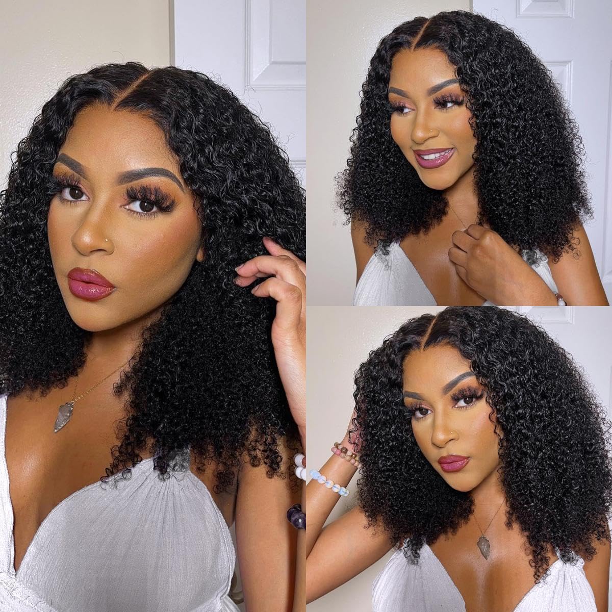 Asteria 7x4 Pre Cut Glueless Human Hair Wig - 18 Inch Bleached & Pre Plucked Lace Closure Curly Wig for Women | Ready to Wear | Perfect for Daily Wear, Parties & Special Occasions