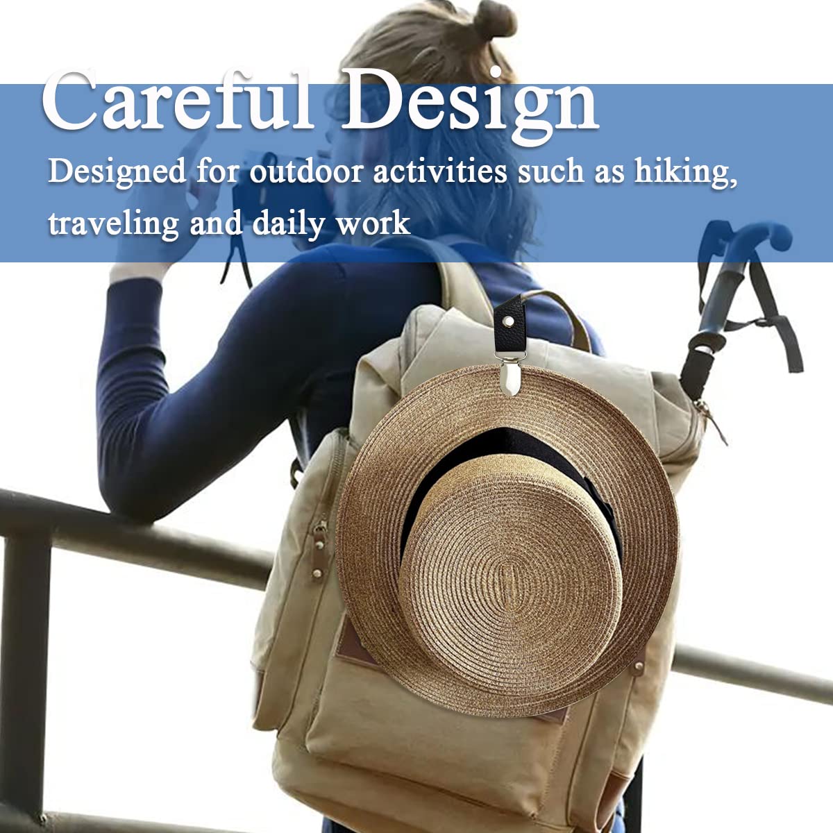 Durable PU Leather Hat Clip for Travel Bags & Luggage - Adjustable Duckbill Hat Holder for Outdoor Adventures, Hiking & Beach Trips - Secure Hat Attachment for Backpacks, Suitcases & Gear
