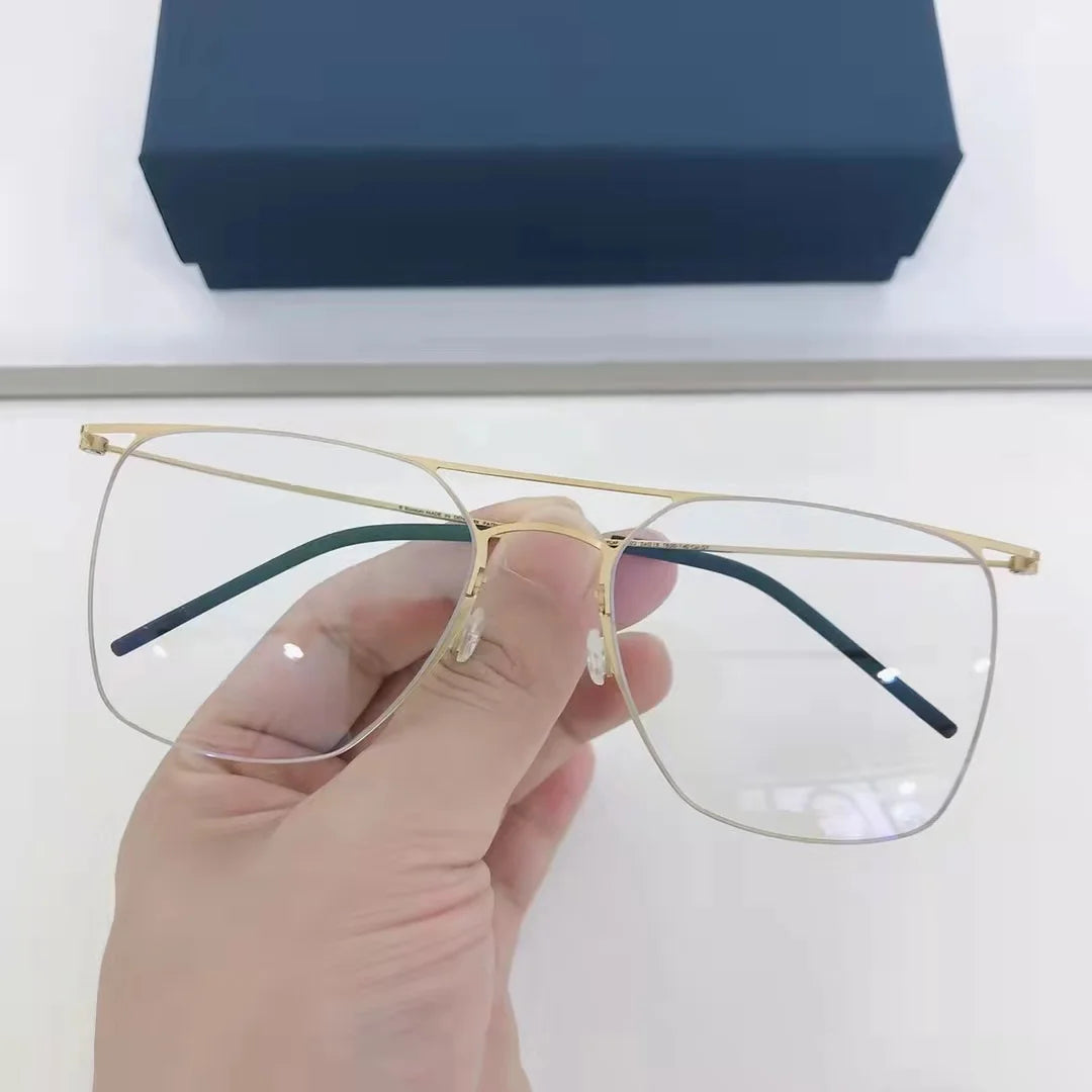 Aimee Unisex Full Rim Square Double Bridge Titanium Eyeglasses 5502 - Lightweight Durable Frame for Work, Reading & Fashion | Blue Light Blocking Glasses for Computer Use & Daily Wear