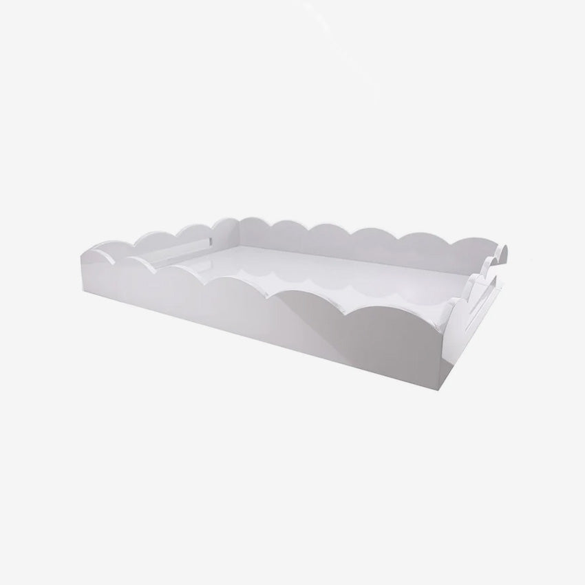 Addison Ross Scalloped Rectangle Tray - Decorative Serving Tray for Dining, Bathroom, or Coffee Table - Elegant Home Decor for Parties & Entertaining