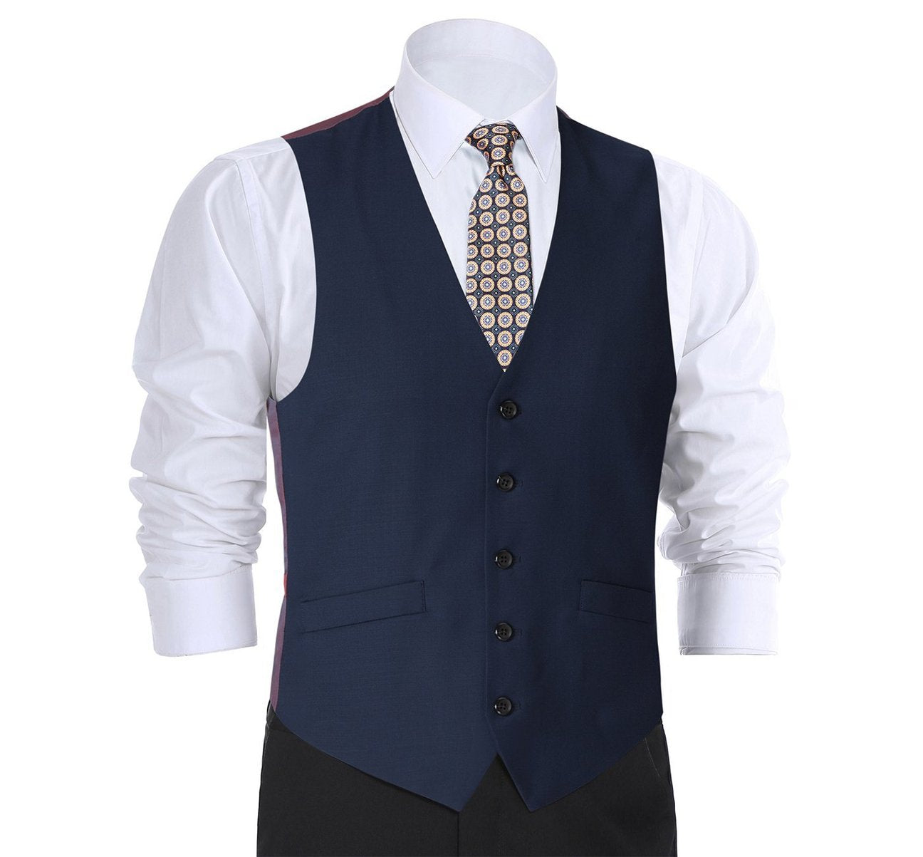 Alessandro Vitello by Renoir Blue Wool Suit Vest - Regular Fit Waistcoat for Men | Formal Business Attire & Wedding Outfits | Premium Dress Suit Vest 508-19