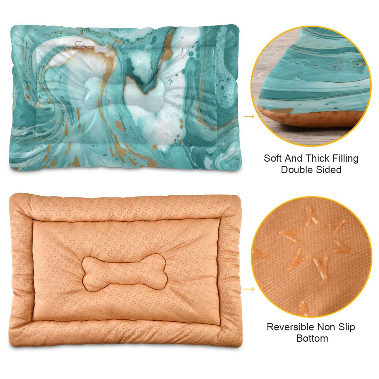 Turquoise Marble Texture Pet Bed - Ultra Soft Rectangle Dog Bed & Cat Bed for Small Medium Large Dogs (36x24 Inches) - Calming Comfort for Pets - Perfect for Living Room, Bedroom or Kennel Use
