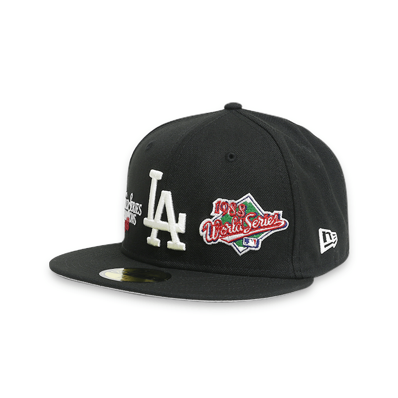 LA Dodgers World Series Black Fitted Hat for Men - Official MLB Baseball Cap for Sports Fans & Streetwear Fashion