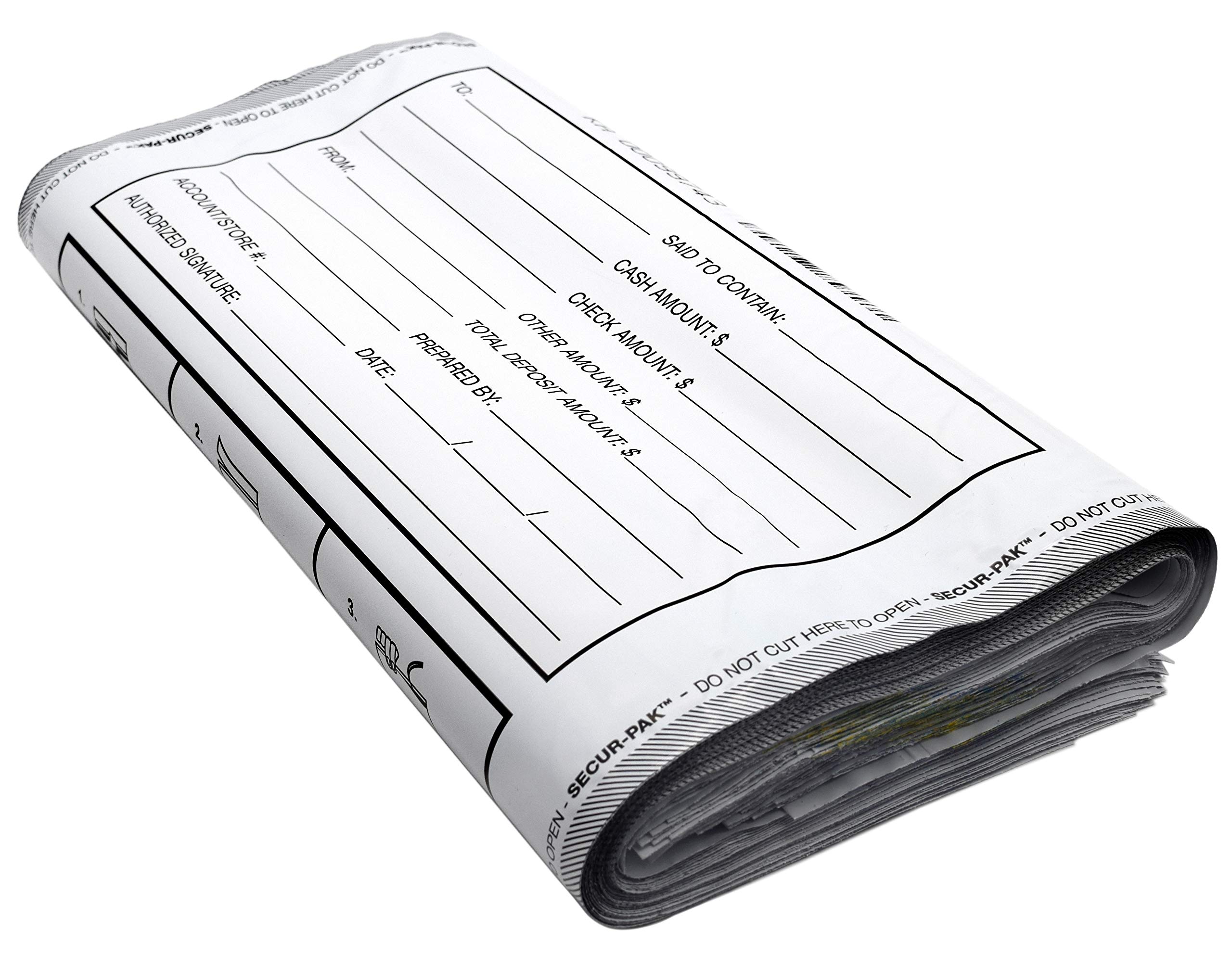Premium Security Deposit Bags - 100 Pack, 15,000 Bill Capacity - Level 4 Tamper Evident, Self-Sealing White Opaque Bags - 2.5 Mil Thick Plastic - 24x24 Inches - SECUR-PAK - Ideal for Banks, Retail Stores & Cash Handling Businesses