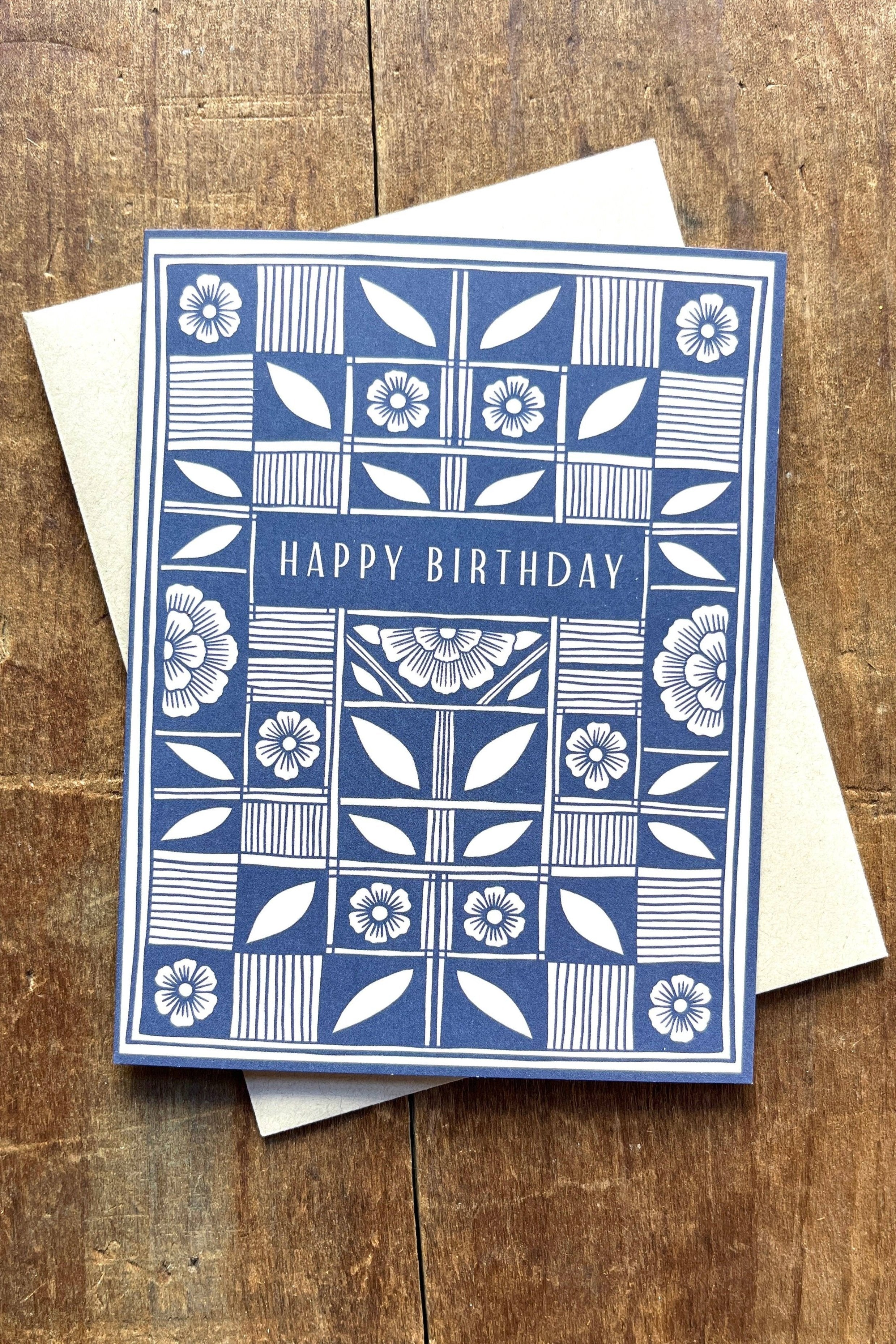 Happy Birthday Floral Grid Card - Elegant Greeting Card for Birthday Wishes | Perfect for Parties, Anniversaries & Special Occasions