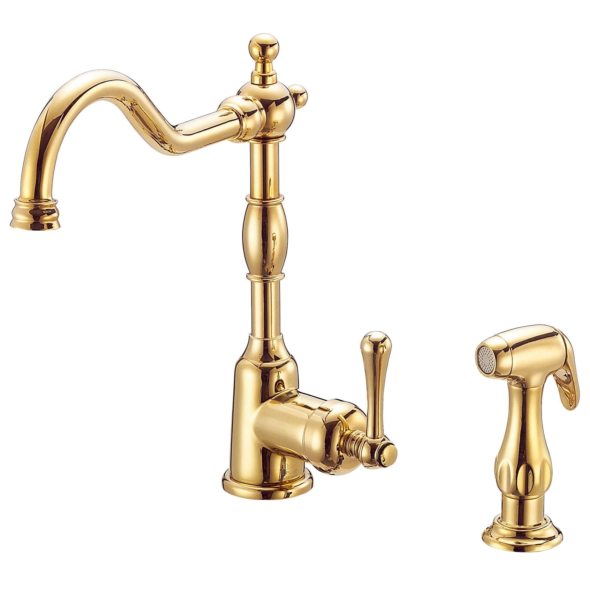 Danze Opulence Polished Brass Single Handle Pull-Down Sprayer Kitchen Faucet - Modern High Arc Design for Easy Dishwashing & Food Prep