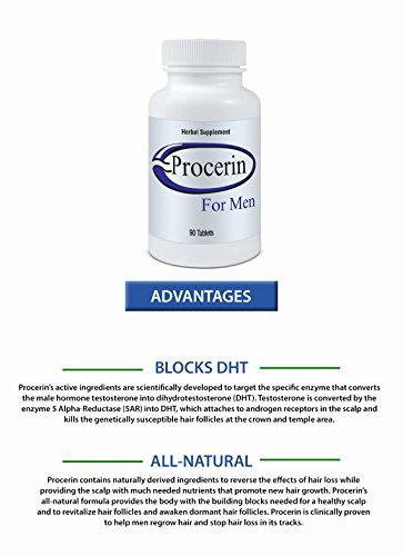 Hair Regrowth Tablets for Men - 90 Count Bottle | Natural Hair Growth Supplement for Thinning Hair & Baldness | Supports Healthy Hair Follicles & Scalp - Ideal for Daily Use at Home or Travel