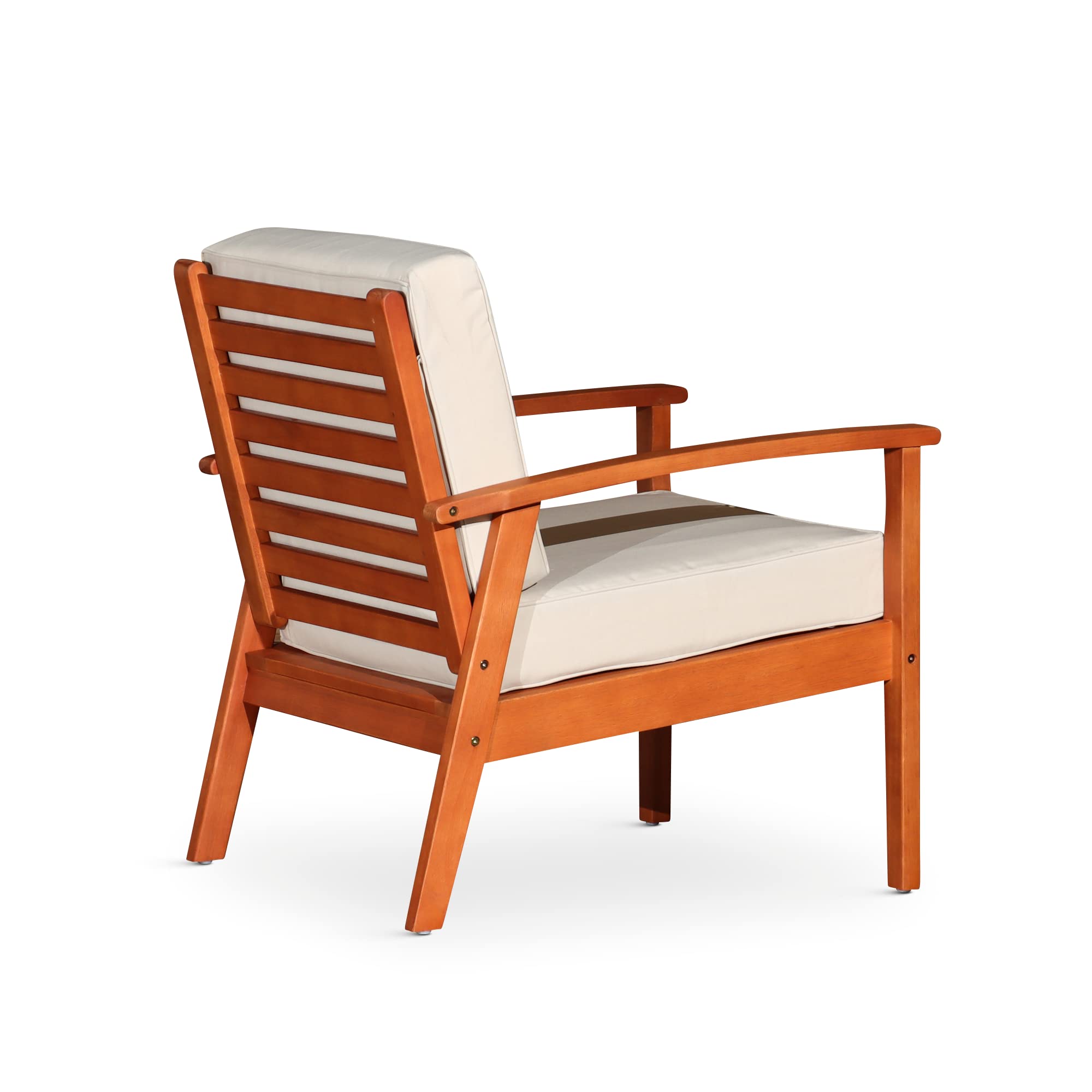 DTY Outdoor Living Longs Peak Deep Seat Eucalyptus Chair - Natural Oil Finish, Sage Cushions - Perfect for Patio, Garden, and Backyard Relaxation