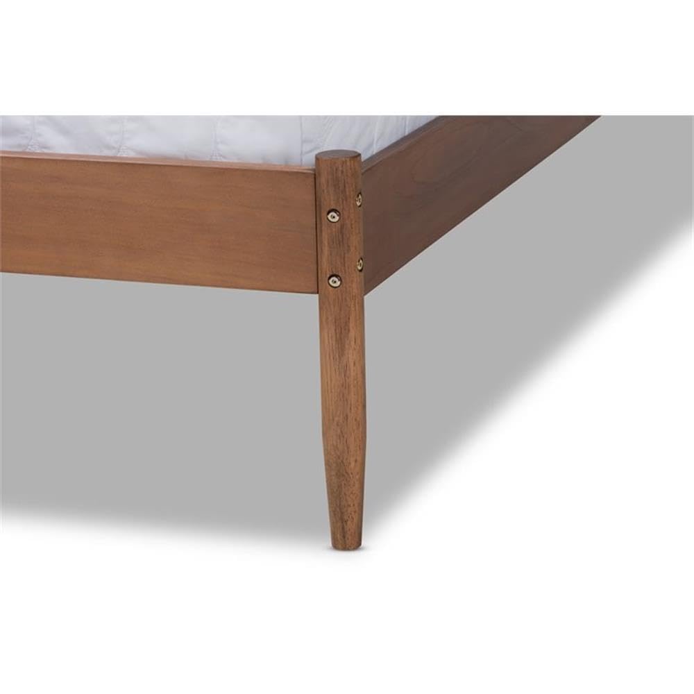 BOWERY HILL Full Size Wood Platform Bed with Ash Brown Finish - Sturdy & Stylish Bed Frame for Modern Bedrooms, Guest Rooms & Dorm Rooms