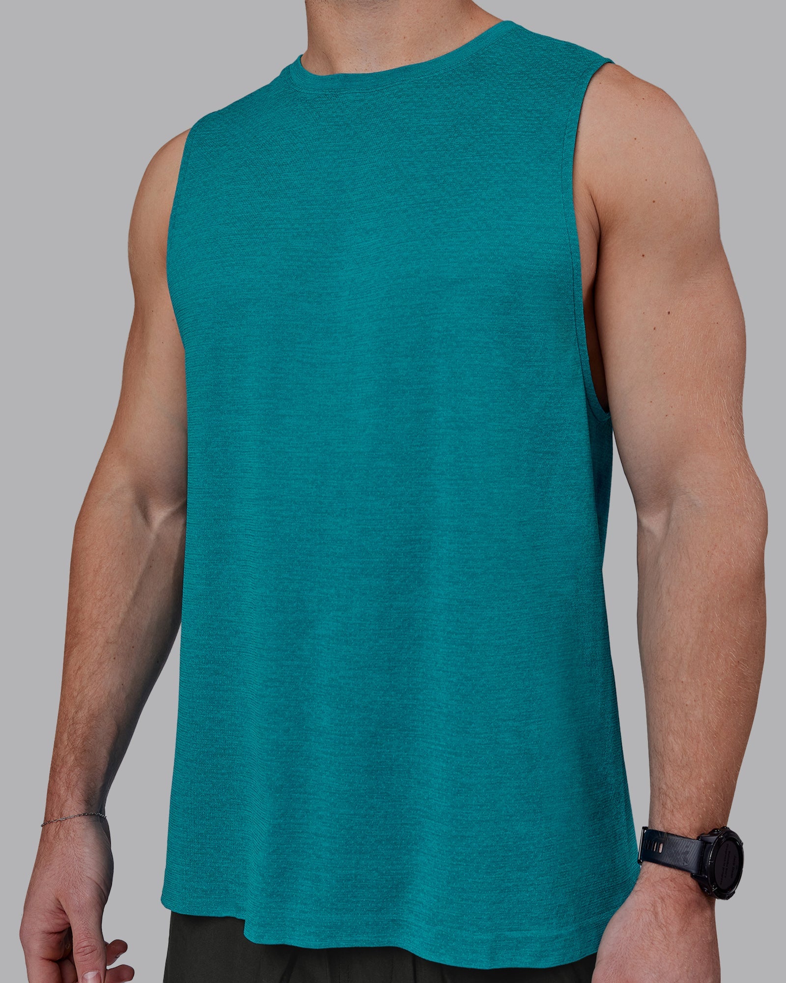 AeroFLX+ Seamless Muscle Tank for Women - Blue Bird Marl Color - Gym Workout & Yoga Activewear Top