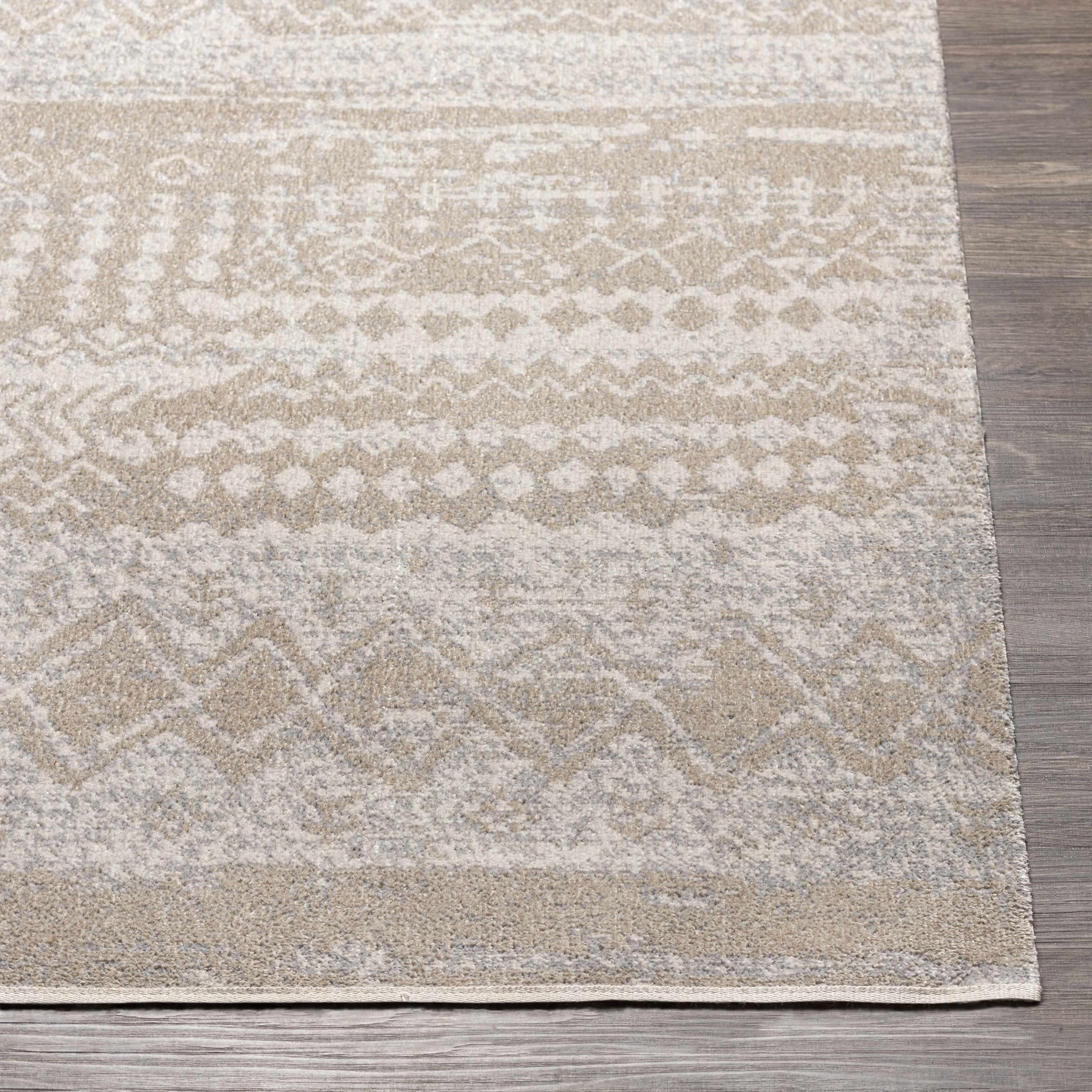 Hauteloom Tupsan Washable Area Rug for Living Room & Bedroom - Soft Beige & Gray - 6'7