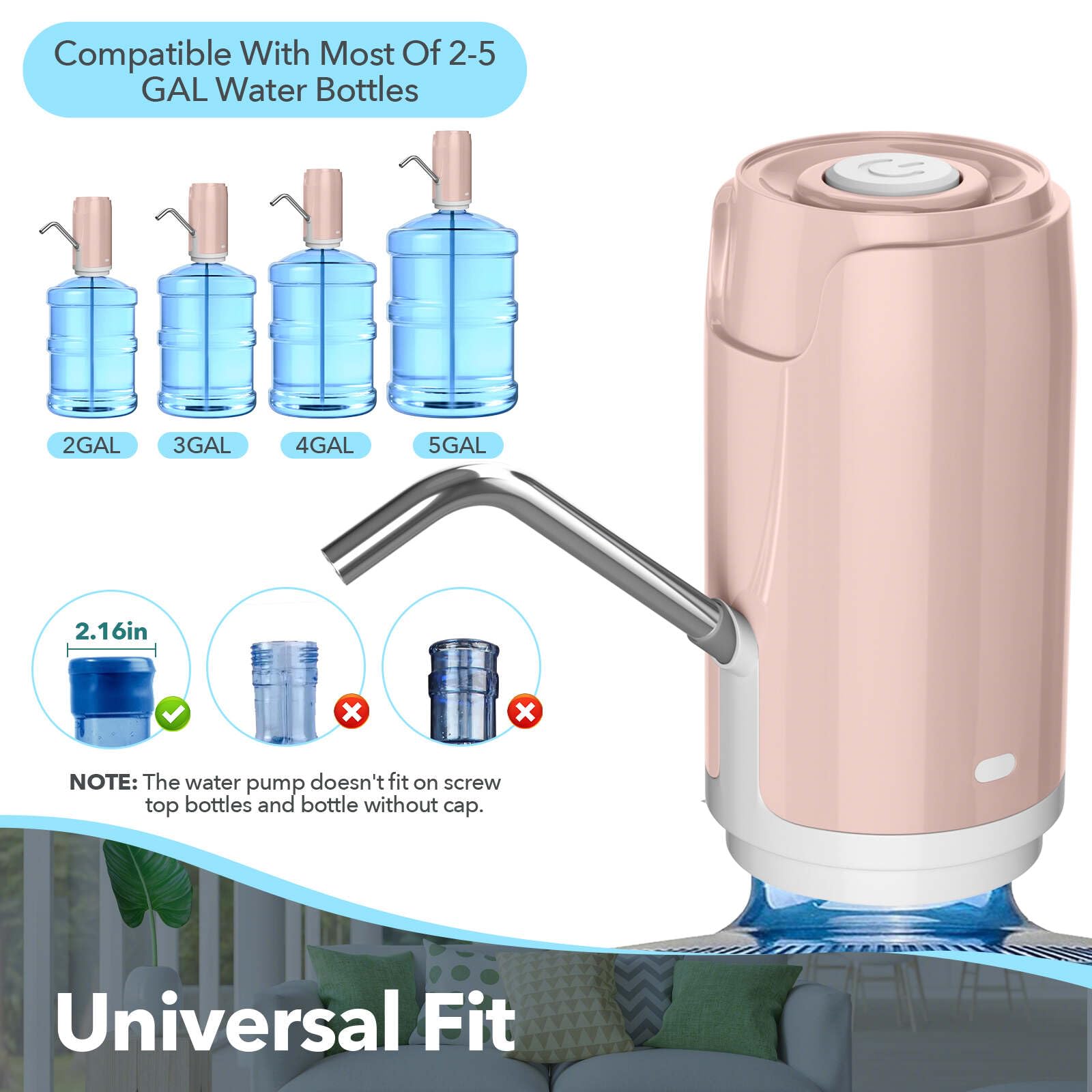 **5 Gallon Water Dispenser with USB Charging - Automatic Drinking Water Pump for Home, Office, Camping & Travel - Portable Water Bottle Pump for Kitchen & Outdoor Use**