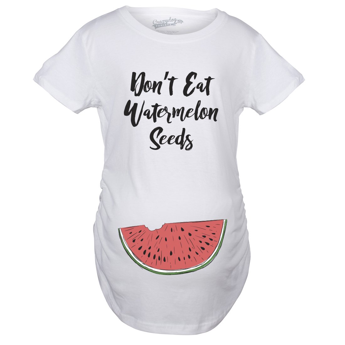 Funny Maternity T-Shirt for Women - Crazy Dog 'Don't Eat Watermelon Seeds' Pregnancy Reveal Tee | Cute Pregnancy Announcement & Baby Shirt Gift