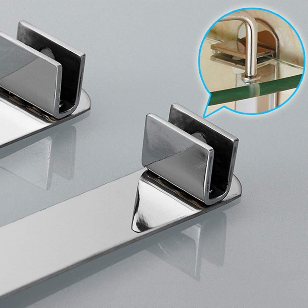 Multifunctional Wall Mounted Shelf - Bathroom Organizer with Tempered Glass Triangle Corner, 1 Tier, No Rod - Perfect for Shower, Kitchen & Bedroom Storage