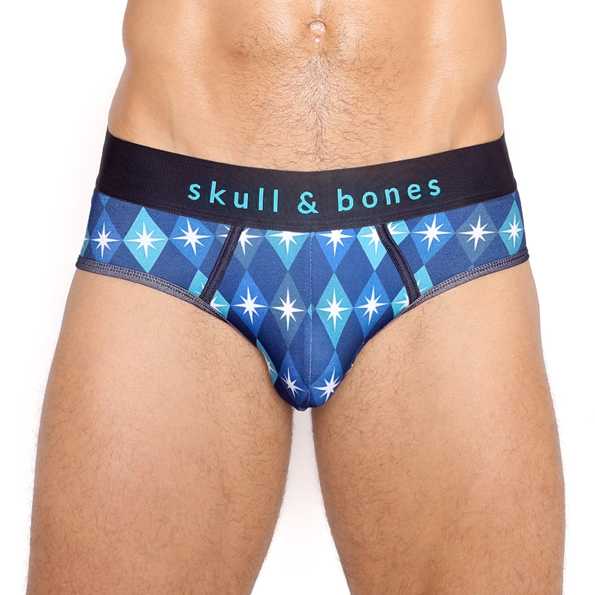 Retro Star Geo Blue Brief - Vintage Inspired Men's Underwear for Comfort & Style - Perfect for Casual Wear, Lounge & Everyday Use