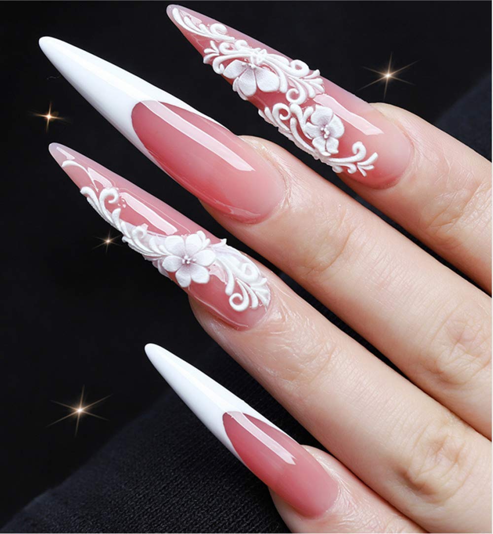 YIMART 500pcs Acrylic Medium Long Stiletto Nail Tips - Easy Coffin Nails, Sharp False Nail Art Tips for Professional Salon & DIY Manicure at Home (Clear Bag Packaging) - Perfect for Parties, Weddings & Special Occasions