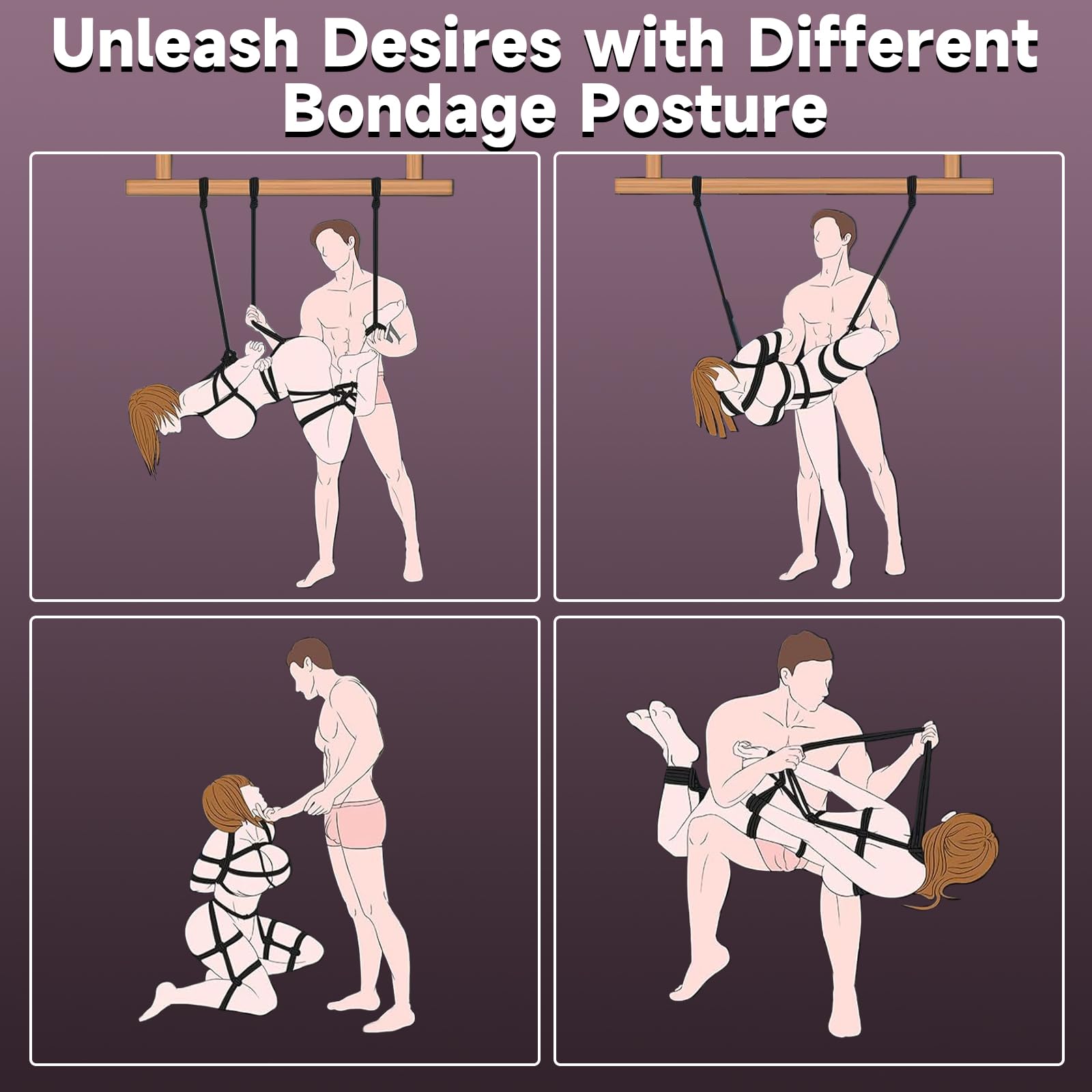 BDSM Shibari Bondage Rope Kit - 32 Feet 8MM Soft Cotton Restraint Set for Couples & Beginners (3 Pack) | Sensual Bondage, Fetish Play, Spice Up Your Intimate Moments