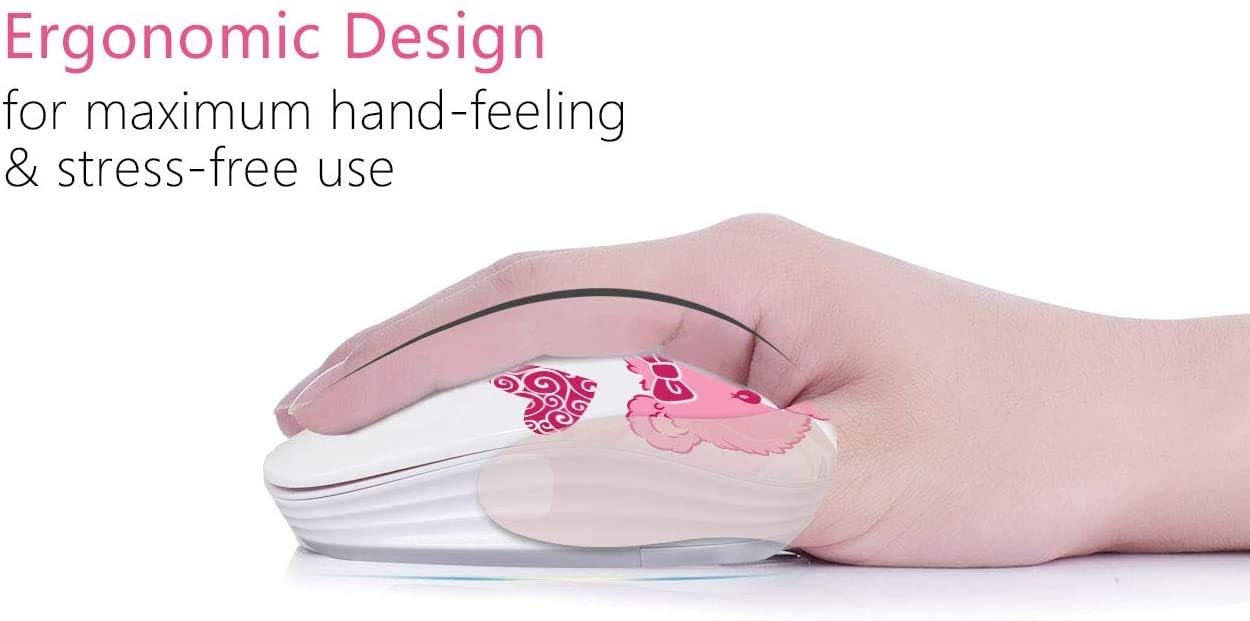 Wireless Mouse with Nano Receiver - Silent Click, Portable Optical Mouse for PC, Laptop, MacBook - Perfect for Office, Travel & Home Use (Bear Design)