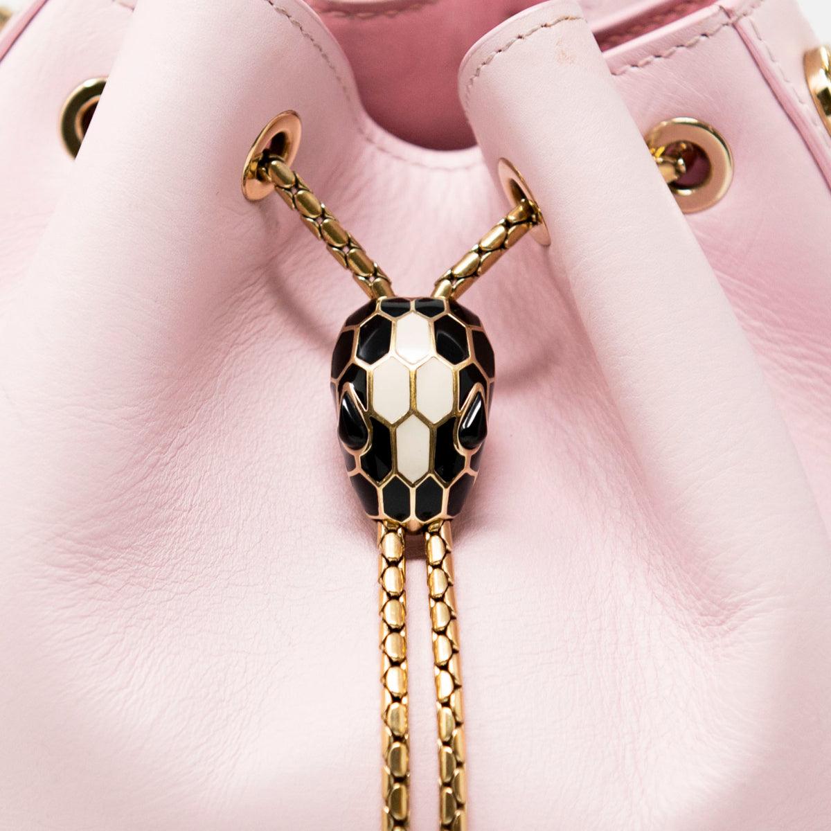 Bvlgari Serpenti Forever Pink Leather Bucket Bag for Women - Luxury Designer Handbag for Evening Parties & Special Occasions