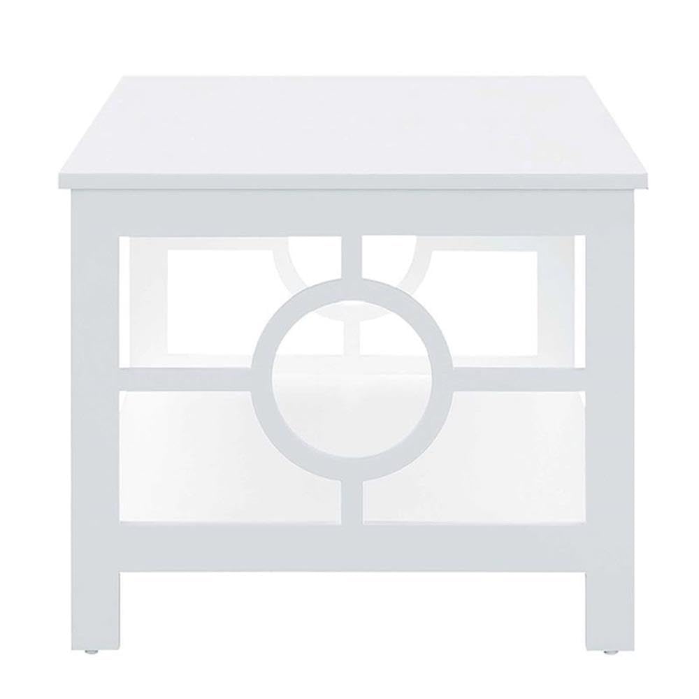 Modern White Wood Coffee Table - Pemberly Row Contemporary Living Room Center Table for Home Decor & Entertaining