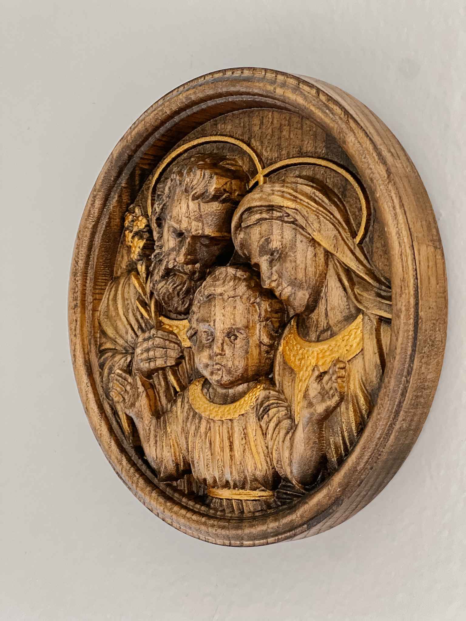 Holy Family Plaque - Elegant Gold Religious Wall Decor for Home, Church & Gifts | Perfect for Christmas, Baptism & Family Blessings