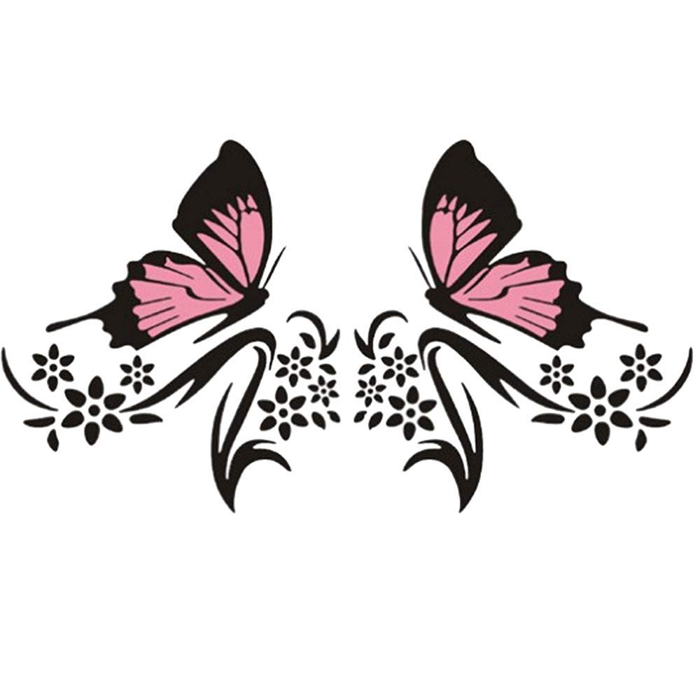 Butterfly & Flower Car Decals for Women - Vinyl Car Stickers for Side Hood - Universal Scratch-Resistant Decals for Cars & SUVs (Pink Black) - Perfect for Personalizing Your Vehicle & Hiding Scratches