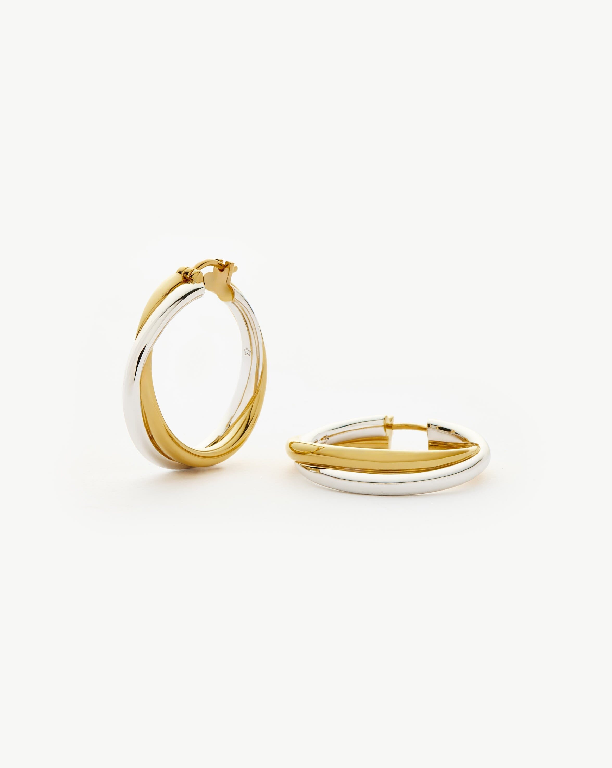 Lucy Williams Entwine Large Hoop Earrings | Mixed Metal Gold & Silver Statement Earrings for Women | Boho Chic Jewelry for Everyday Wear & Special Occasions