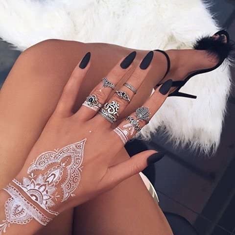 Premium Henna Tattoo Stencil Kit for Hands, Body, Fingers & Face | Safe Temporary Mehndi Designs for Kids, Women & Girls | Black FBATAT-01 Set | Perfect for Parties, Weddings & Festive Celebrations