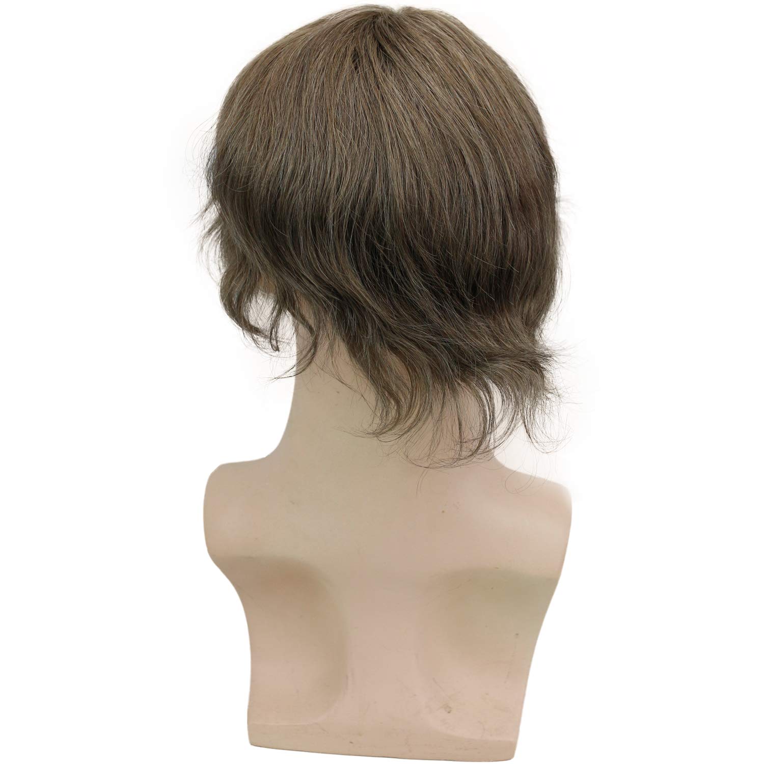 Premium Swiss Full Lace Men's Toupee - #7 Brown European Real Human Hair Replacement System for Thinning Hair | Natural Look for Daily Wear & Special Occasions