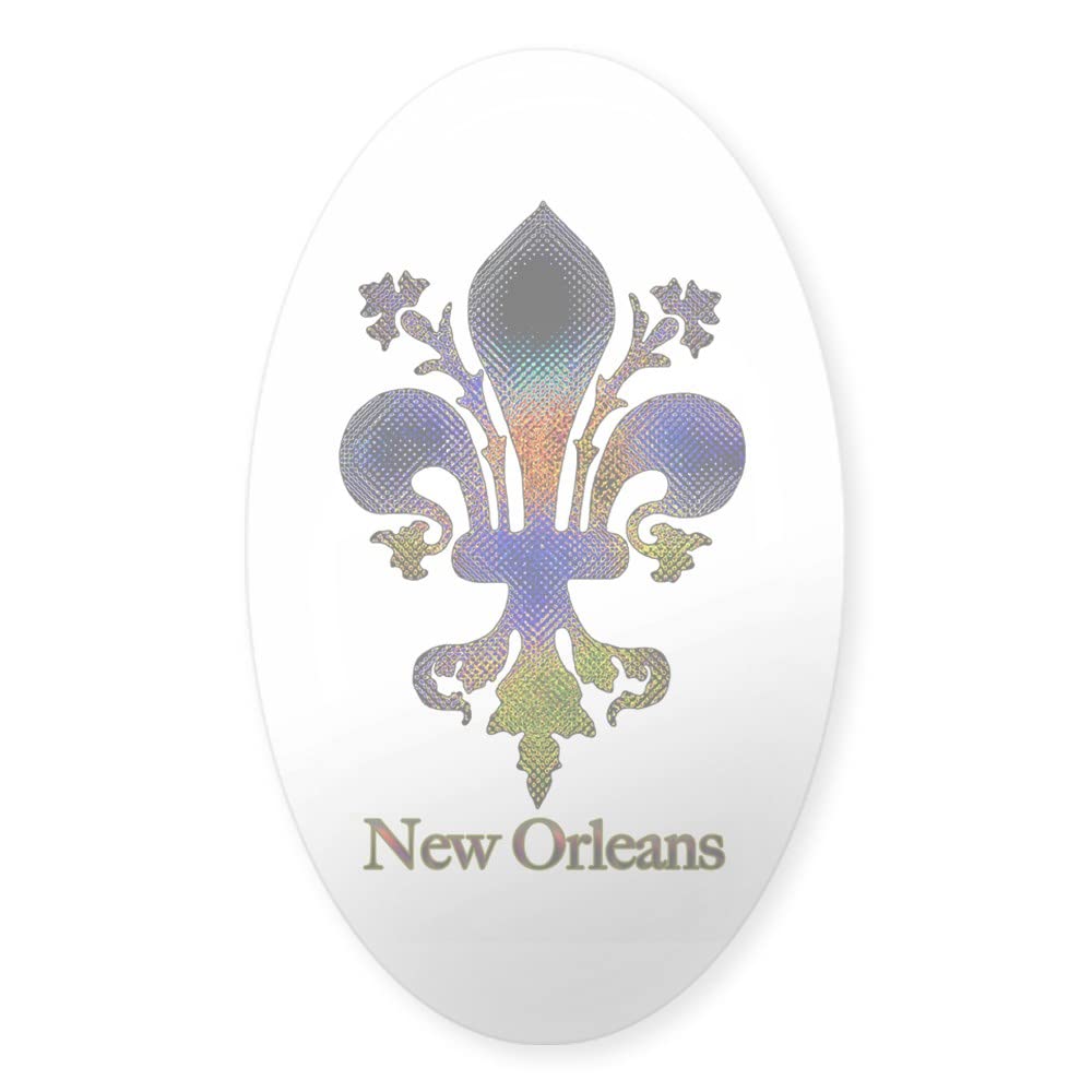 Colorful New Orleans Fleur Oval Sticker - Euro Style Car Decal & Bumper Sticker for Cars, Laptops, Water Bottles | Perfect for Travel Lovers & City Pride