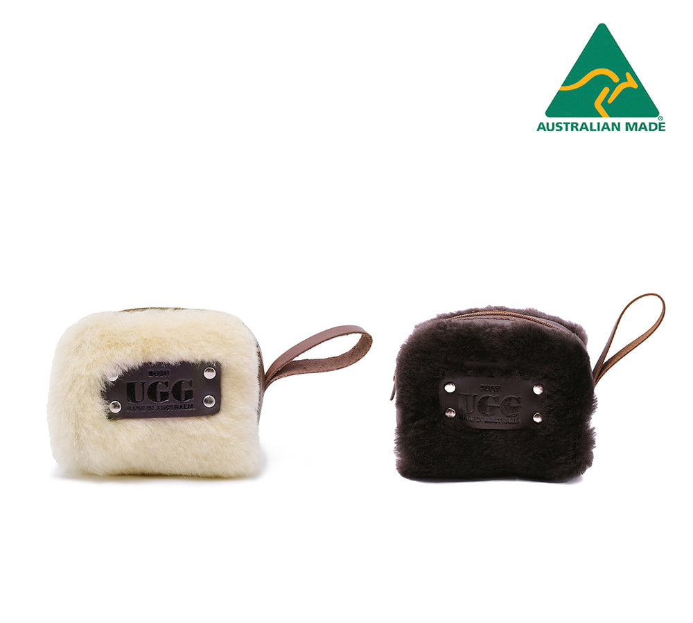 Women's Genuine Sheepskin Wool Fluffy Small Zip Camera Pouch - Perfect for DSLR, Mirrorless & Point-and-Shoot Cameras - Travel, Photography & Everyday Use