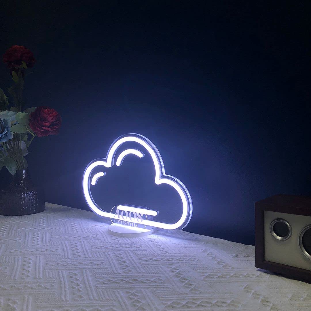 Cloud LED Neon Desk Lamp & Night Light for Kids - Aesthetic Room Decor for Bedroom, Study, Nursery | Dimmable Table Lamp for Reading, Working & Relaxing