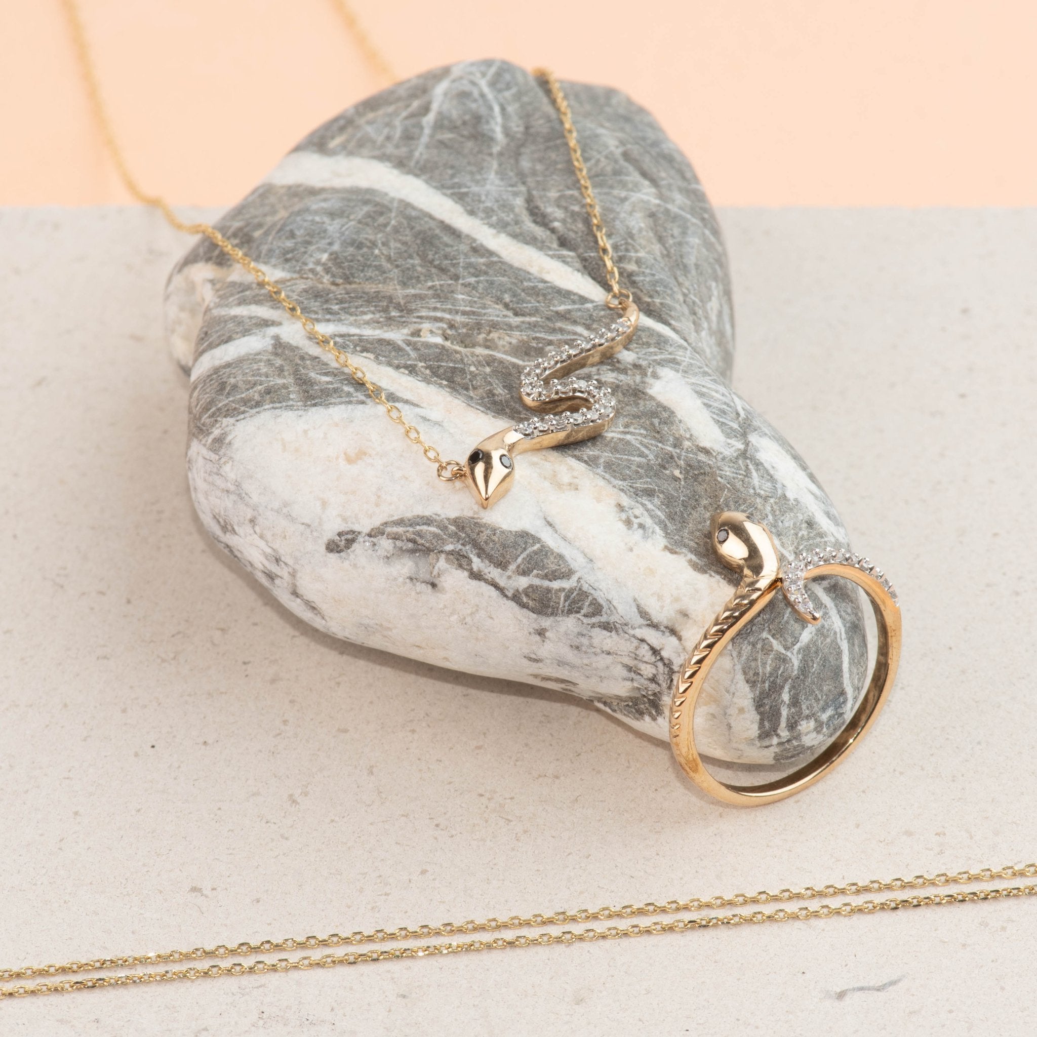 10k Yellow Gold Braided Snake Wrap Ring with Diamonds - Elegant Stackable Jewelry for Women, Perfect for Everyday Wear & Special Occasions