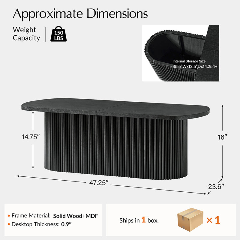 Modern Oval Coffee Table with Hidden Storage - Perfect for Living Room, Lounge & Small Spaces