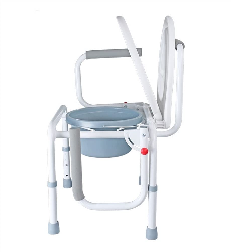 Portable Adjustable Bedside Commode Chair - Shower Toilet Seat for Elderly & Pregnant Women - White - Ideal for Home Care, Post-Surgery Recovery & Bathroom Safety