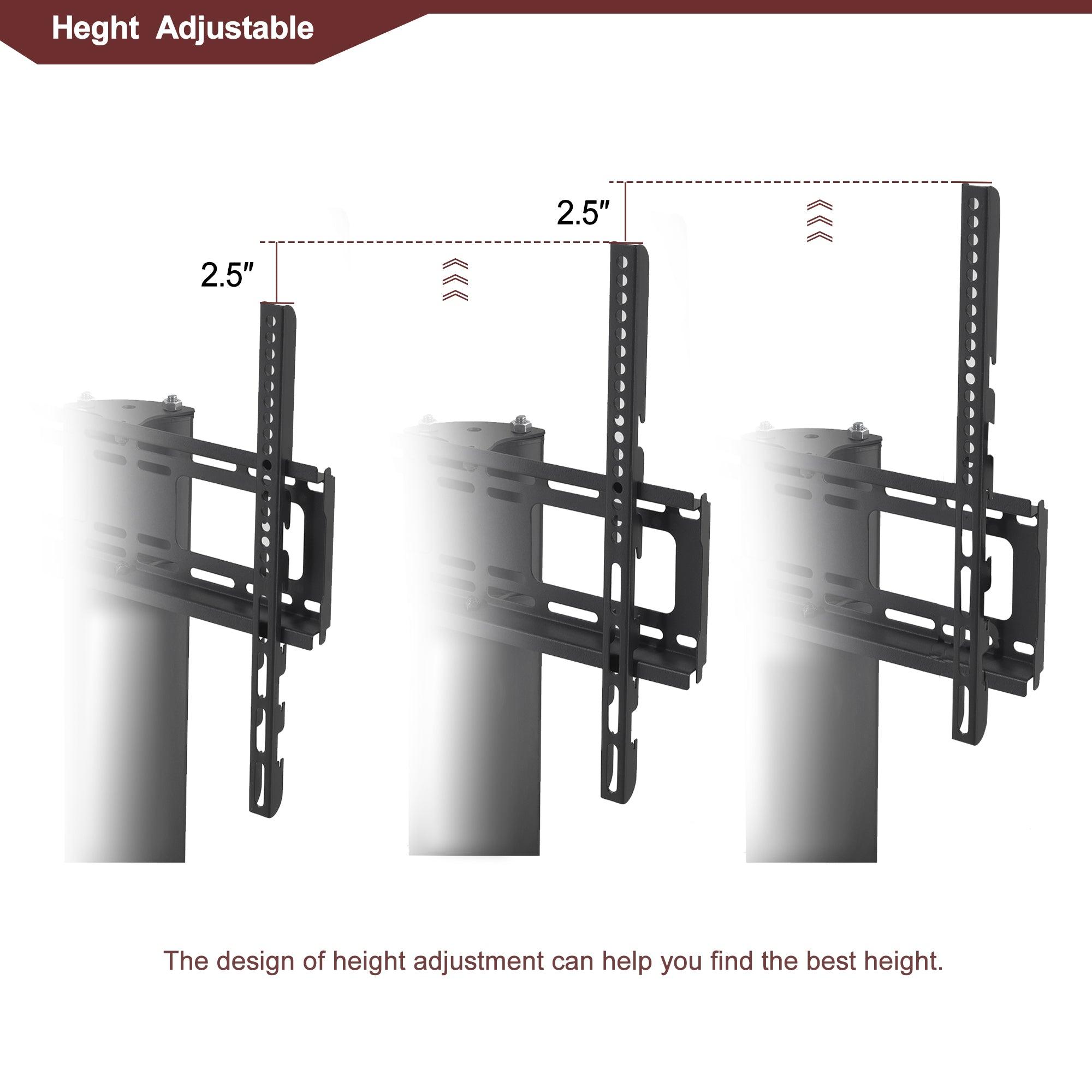 Adjustable Black Multi-Function TV Stand with Swivel & 3-Tier Shelves - Perfect for Living Room, Bedroom, or Home Theater Setup