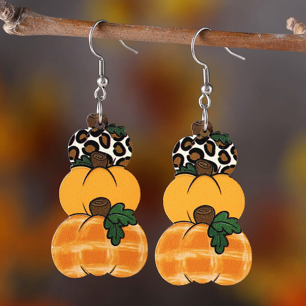Polka Dot Pumpkin Fall Thanksgiving Woven Drop Earrings for Women | HE3225 | Perfect for Autumn Parties, Thanksgiving Gatherings & Holiday Festivities