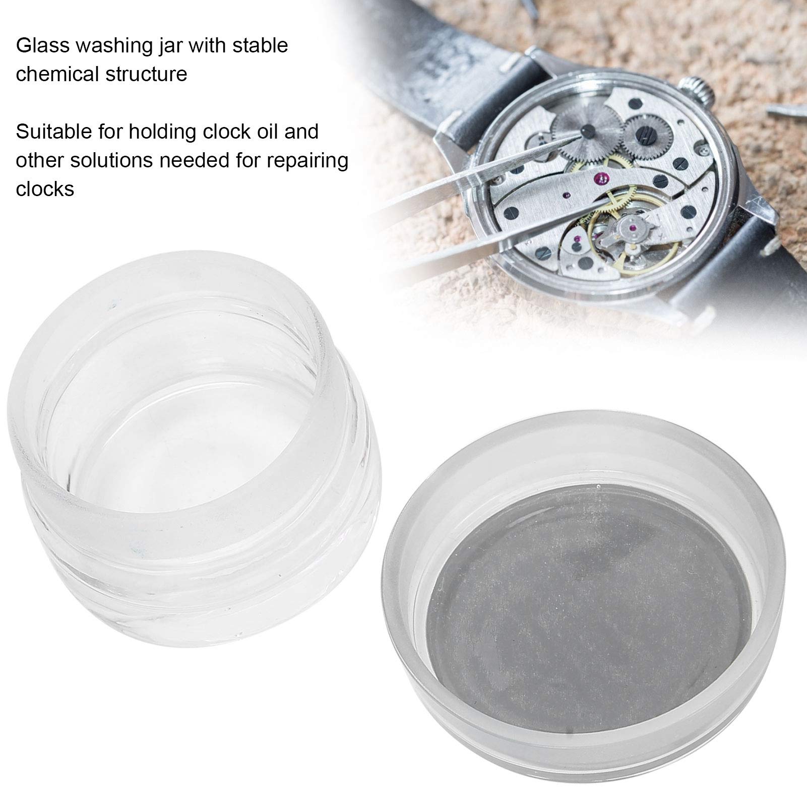Premium Watch Oil Washing Jar - Glass Watch Movement Cleaning Canister for Watch Repair & Maintenance | Essential Watchmaker Tool for Professional Watch Fitting & Servicing | Perfect for Watch Repair Shops & DIY Enthusiasts