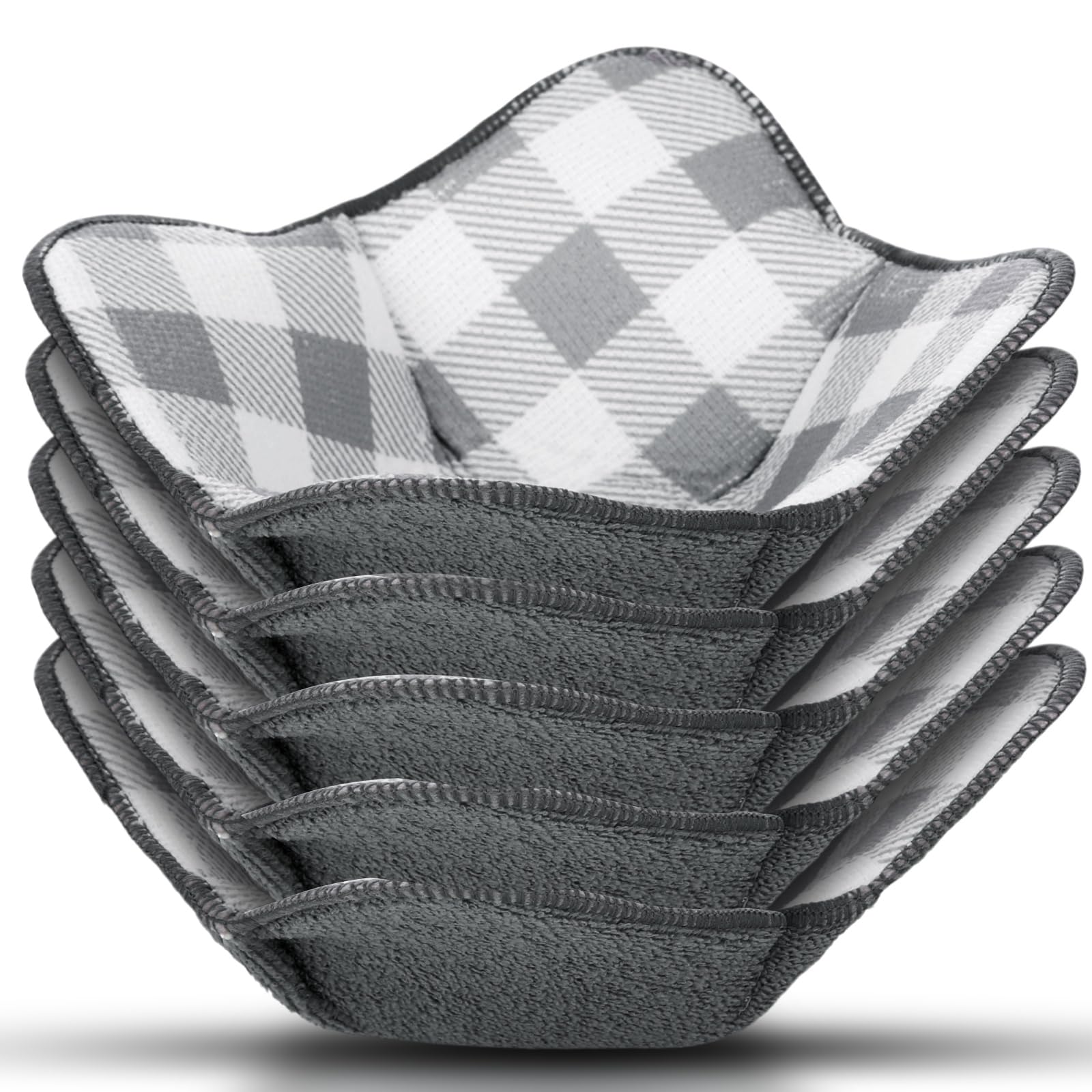 Microwave Safe Hot Bowl Holder - 5 Pack Heat Proof Plate Cozies for Keeping Hands Safe & Food Warm - Ideal for Dining, Picnics & Meal Prep (Grey)