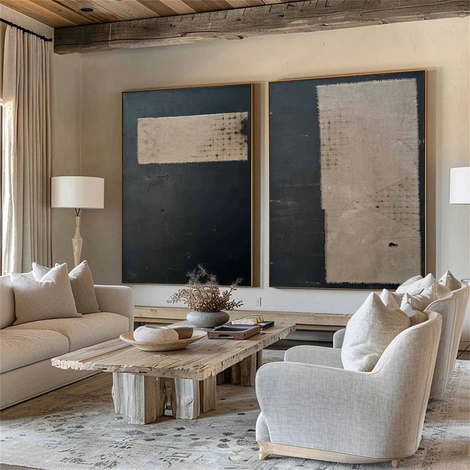 Abstract Tranquility Set of 2 Wall Art Paintings - Modern Minimalist Canvas Prints for Living Room, Bedroom & Office Decor #WS167